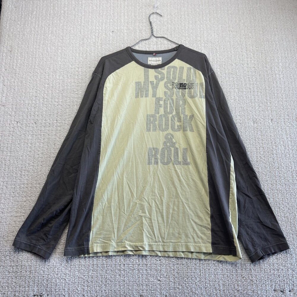 Y2K No Excess Long-sleeve Shirt Grunge Retro Rock & Roll AOP Men Sz 2XL Read